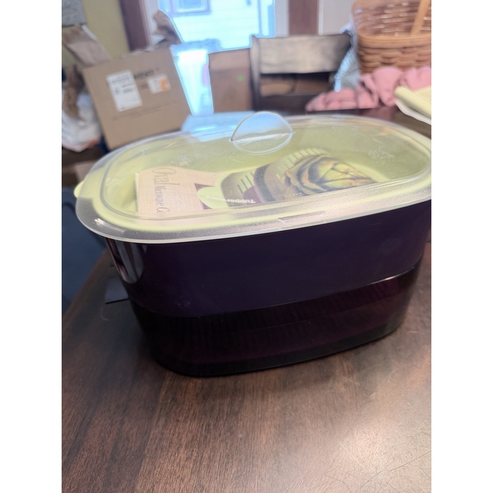 Tupperware Oval Stack Cooker Meal Maker Set Purple Green 4145A 6 piece